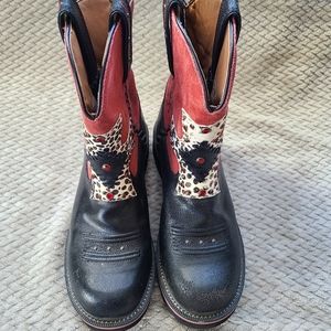 Ariat Fatbaby Red Cheetah Print Cross Boots